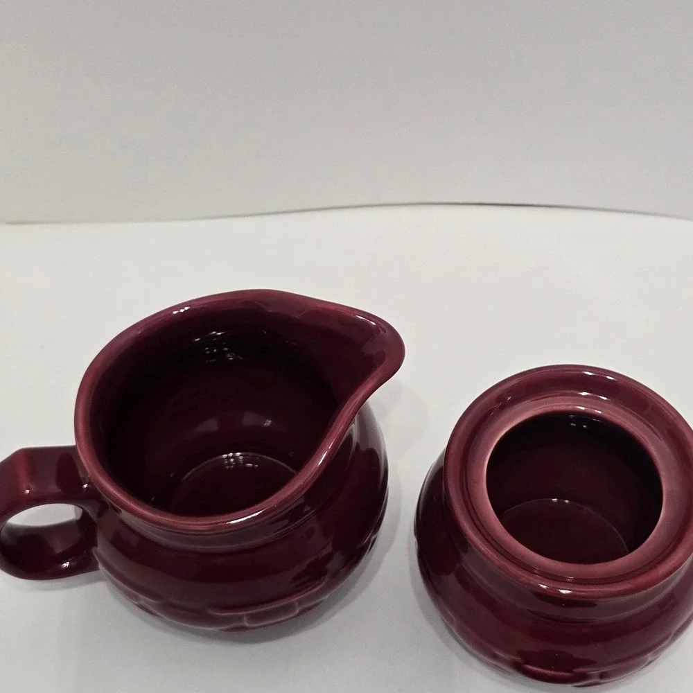 Longaberger Woven Traditions Creamer & Sugar Bowl Set Paprika Pottery